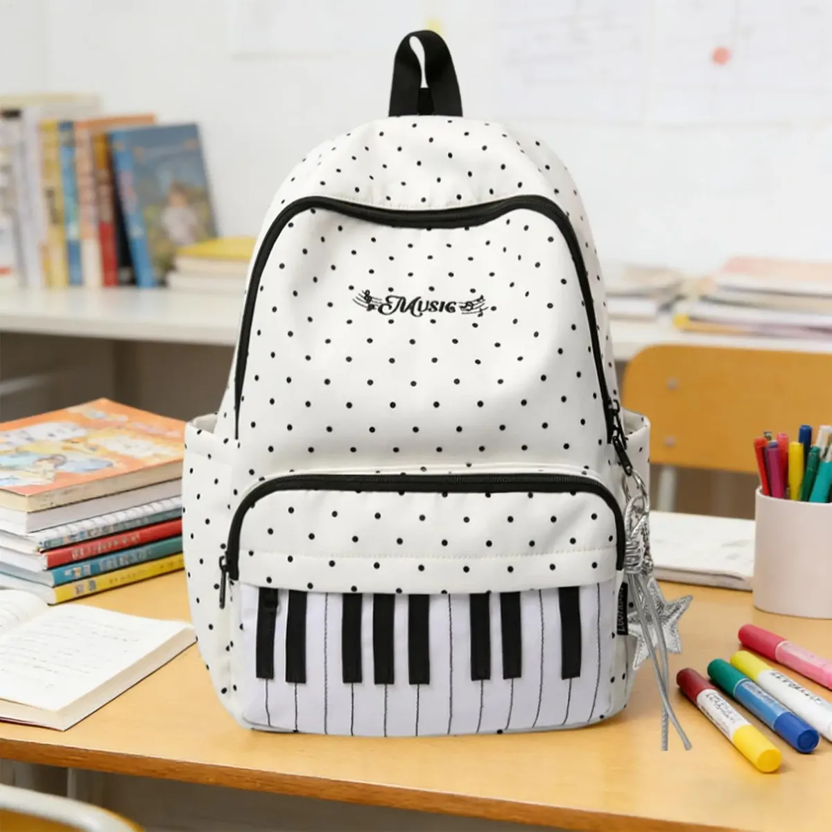 sac à dos de voyage imprimé piano, grande capacité, léger, pour ordinateur portable, randonnée, université, avion, étudiants, usage quotidien