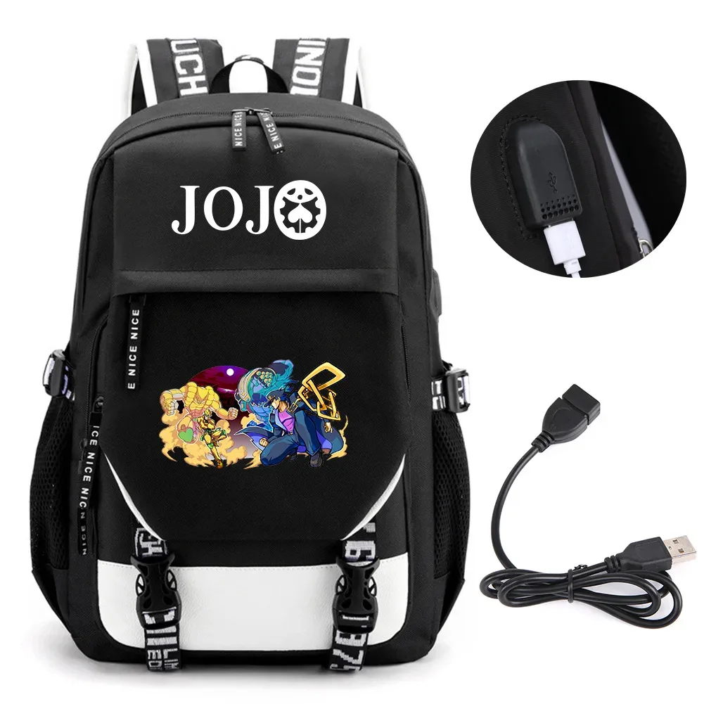 anime jojo bizarre adventure kira sac à dos école livre sacs mochila voyage usb port sac ordinateur portable garçon filles sac à dos