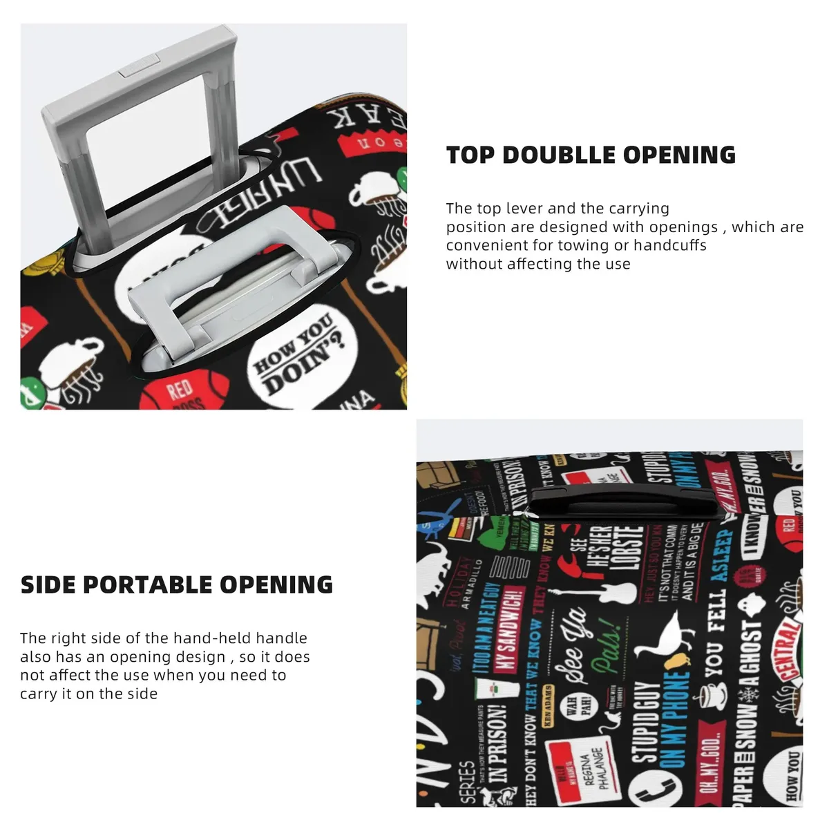 housse de protection pour bagages, motif personnalisé de la série télévisée friends, avec citation amusante, convient aux valises de 18 à 32 pouces