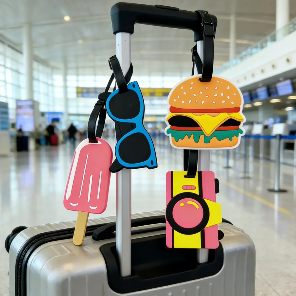 étiquettes de bagage motif crème glacée, mignonnes, pour valises, sacs d'école, étiquettes de voyage, étiquettes d'identification pour bagages de vacances d'été à la plage