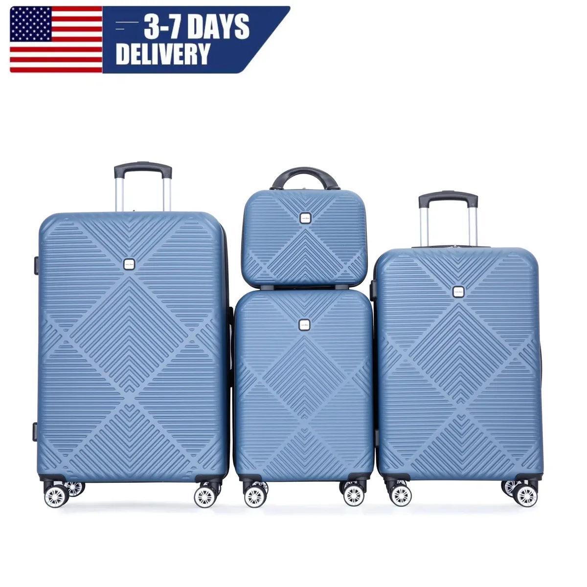 ensemble de bagages travelhouse 4 pièces, valise légère en abs avec roulettes pivotantes, 14" 20" 24" 28"