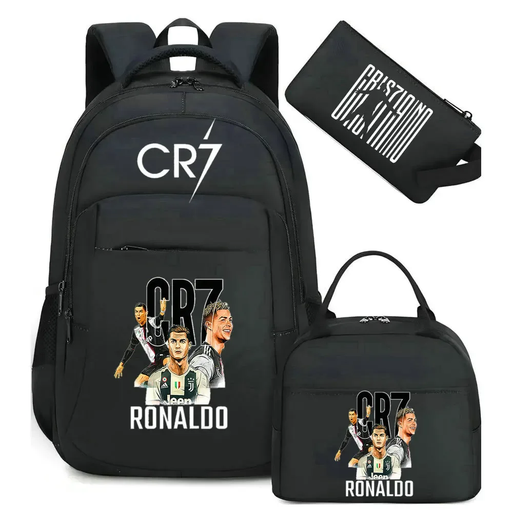 sac à dos pour ordinateur portable cr7, pour femmes et hommes, sacs à dos décontractés pour le sport et le football, sac à dos oxford pour femmes, sac d'école pour hommes, sac de voyage, mochilas 3 pièces