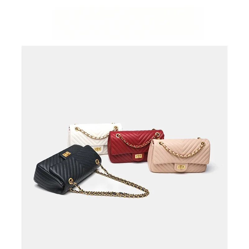 sac à bandoulière matelassé en cuir véritable chevron pour femme, idéal pour les trajets quotidiens