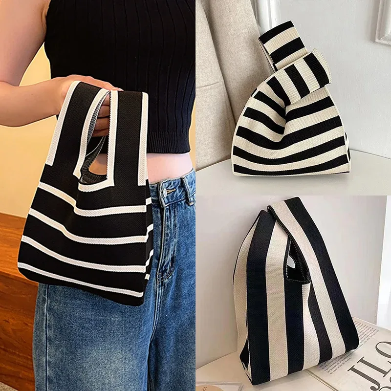 sac à main tissé à la main à la mode - mini sac à main boutonné pour femme - sac à main décontracté de style coréen - sac de courses réutilisable