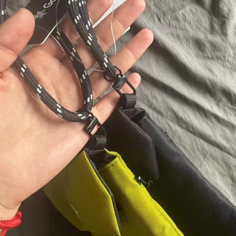 sac à bandoulière compact goldwin twist rope avec rabat, pour homme et femme, noir et jaune, sacoche de téléphone, pochette zéro, sacs à dos polyvalents
