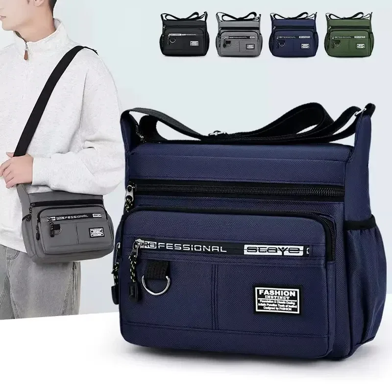 sac bandoulière pour homme, grande capacité, multi-poches, idéal pour les trajets quotidiens, les affaires et les voyages