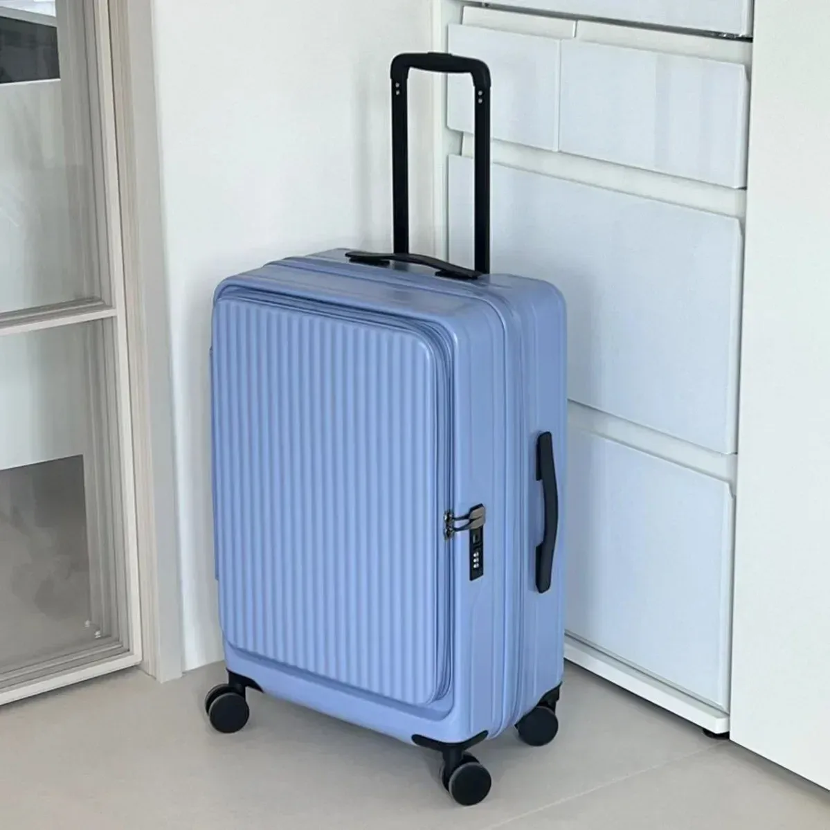 valise de voyage légère à roulettes, coque rigide en pc de 20 pouces à ouverture frontale, valise de cabine multifonctionnelle extensible, 2025