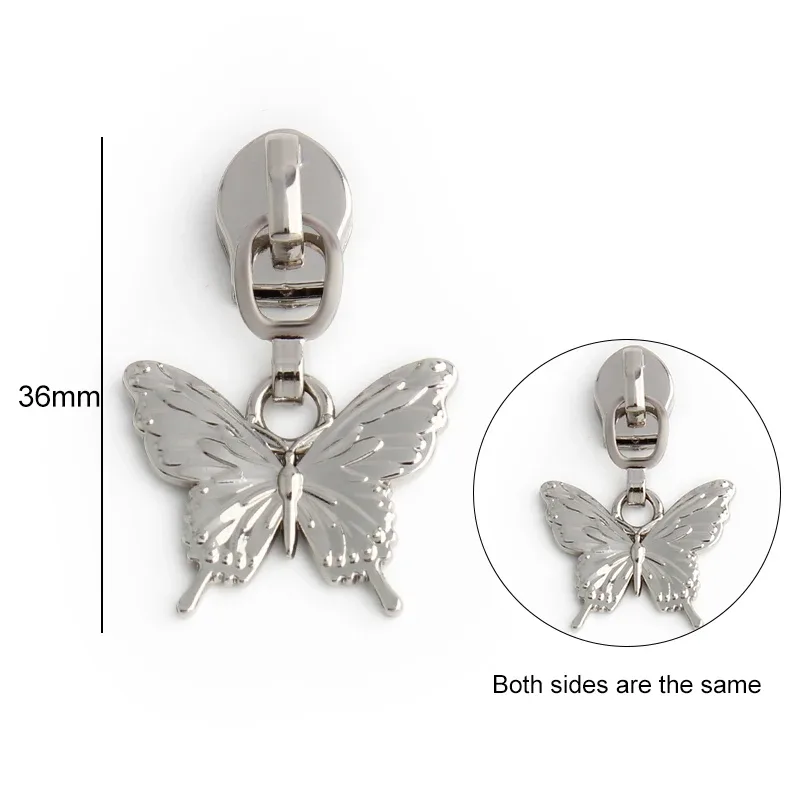 5/10 pièces en forme d'oiseau/abeille/fleur 5 # curseur de fermeture éclair en métal en nylon, pour bricolage, couture, artisanat, vêtements, sacs de rangement de voyage, accessoires à fermeture éclair