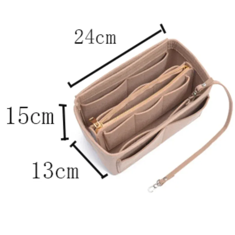 sac de rangement de maquillage multifonctionnel de grande capacité, doublure en tissu feutré, insertion de voyage, sac portable dans le sac, organisateur de cosmétiques