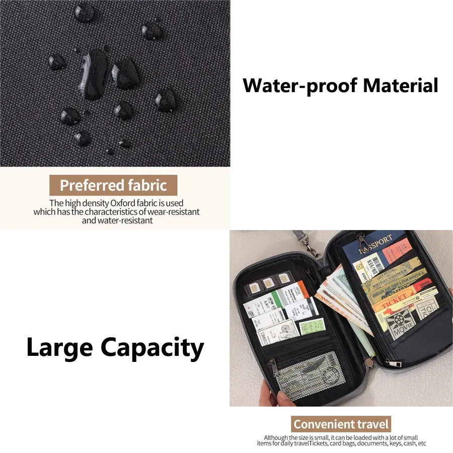 portefeuille porte-passeport bloquant rfid, organisateur de documents de voyage familial avec emplacements pour cartes de crédit, sac essentiel sécurisé pour les voyages