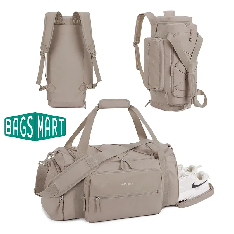 Sac Voyage Polyester Beige Multipoches Grande Taille Compartiment Chaussures Respirant Sport Week End Travels
