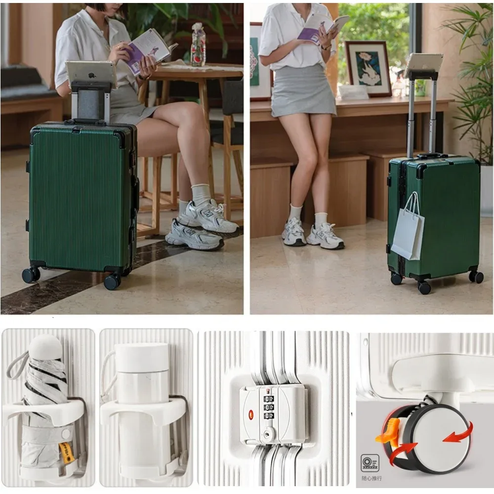 valise de grande capacité 16 "/20"/22 "/24"/26 "/28", bagages roulants à la mode, cadre en aluminium de voyage avec sacs à roulettes en alliage