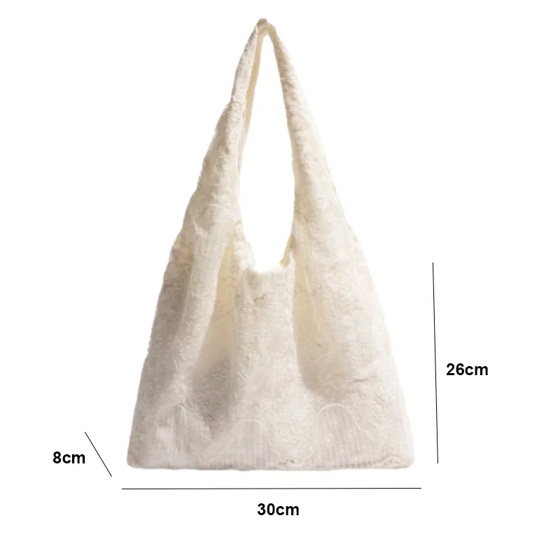 sac fourre-tout en toile style coréen avec dentelle florale, grande capacité, sac à bandoulière pour femme, sac de navetteur, sac de style universitaire