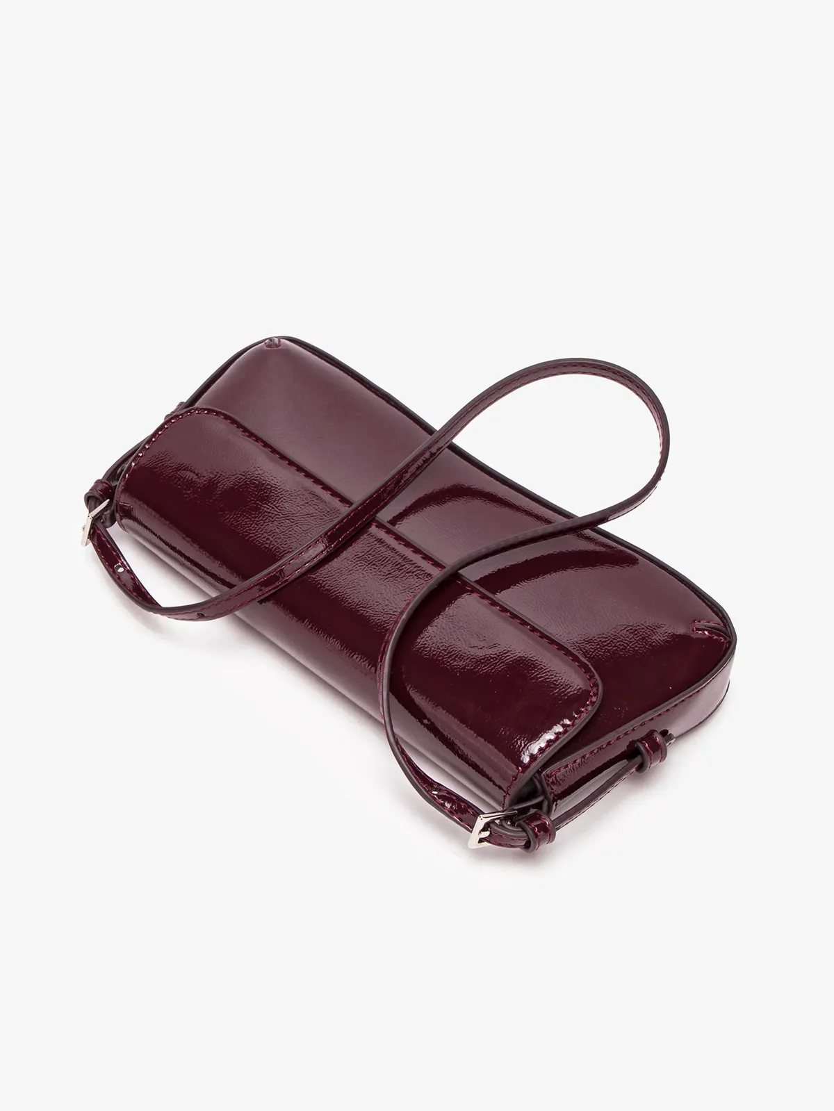 sac à bandoulière brillant pour femmes, élégant et stylé, sac à main rouge vin, petit sac sous le bras, pochette polyvalente de couleur unie