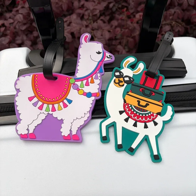 1/2 étiquettes de bagage animaux alpaca – identificateur anti-perte pour bagages de compagnie – étiquette suspendue pour couples – essentiels de voyage