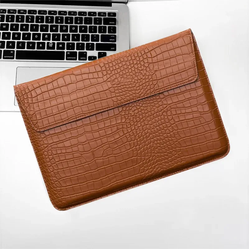 sacs pour ordinateur portable en cuir de crocodile pu avec nom personnalisé pour macbook pro 13, étui air retina 15, housse d'ordinateur pour coque huawei, livraison directe