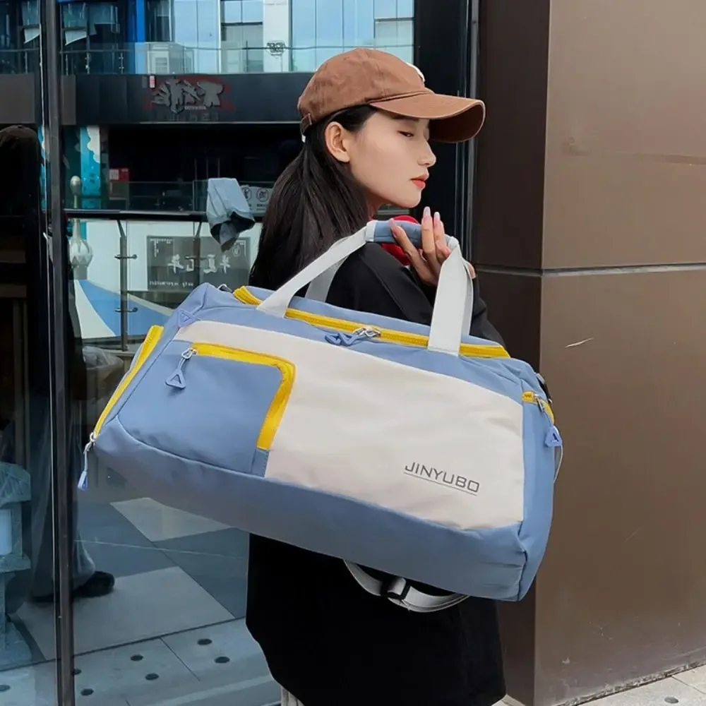 Sac de voyage Oxford à fermeture éclair, sac de voyage pliable en nylon robuste, sac de sport multicouche de couleur unie, sac à main de grande capacité pour le fitness
