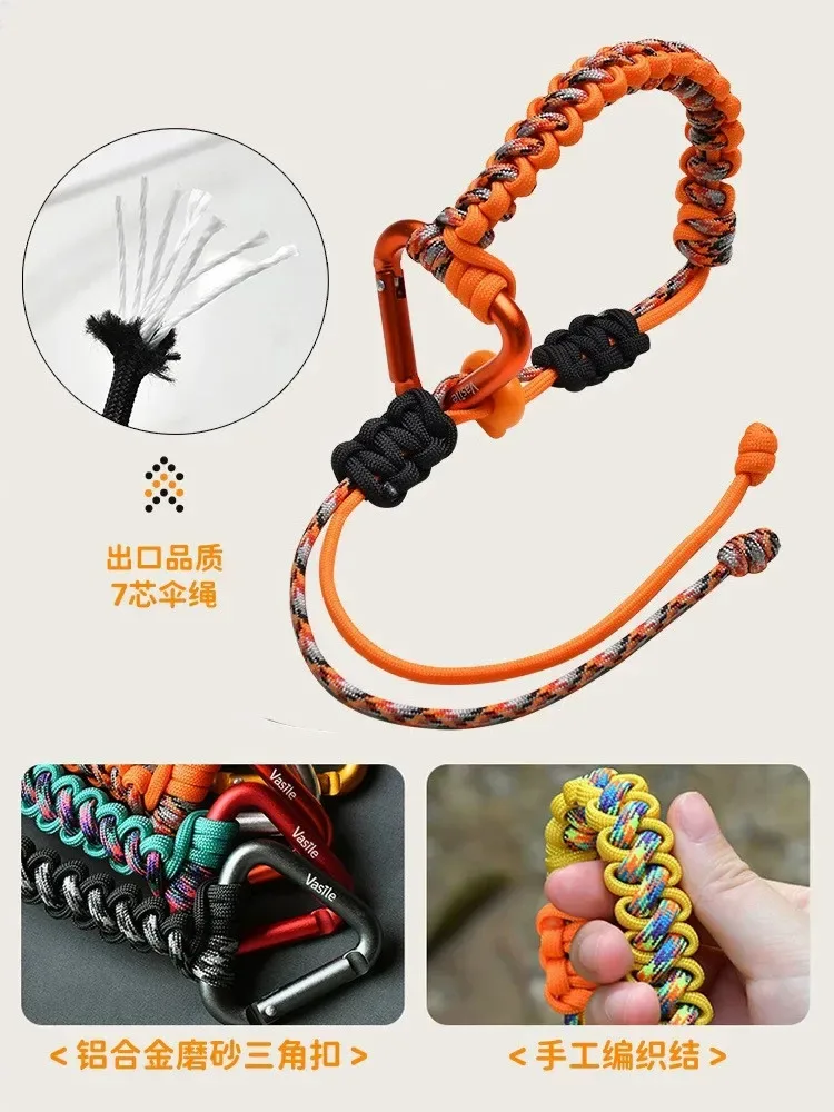 paracorde réglable multifonction tissé bouilloire boucle camping en plein air randonnée outils lanière crochet tactique sac à dos porte-clés