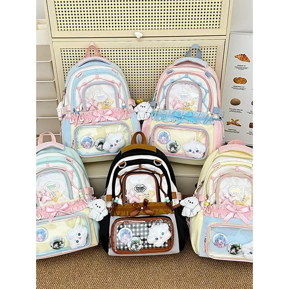 nouveaux sacs à dos y2k style dessin animé, grande capacité, transparents, pour filles, sacs à dos de présentation diy, sacs de voyage et d'école tendance pour l'extérieur