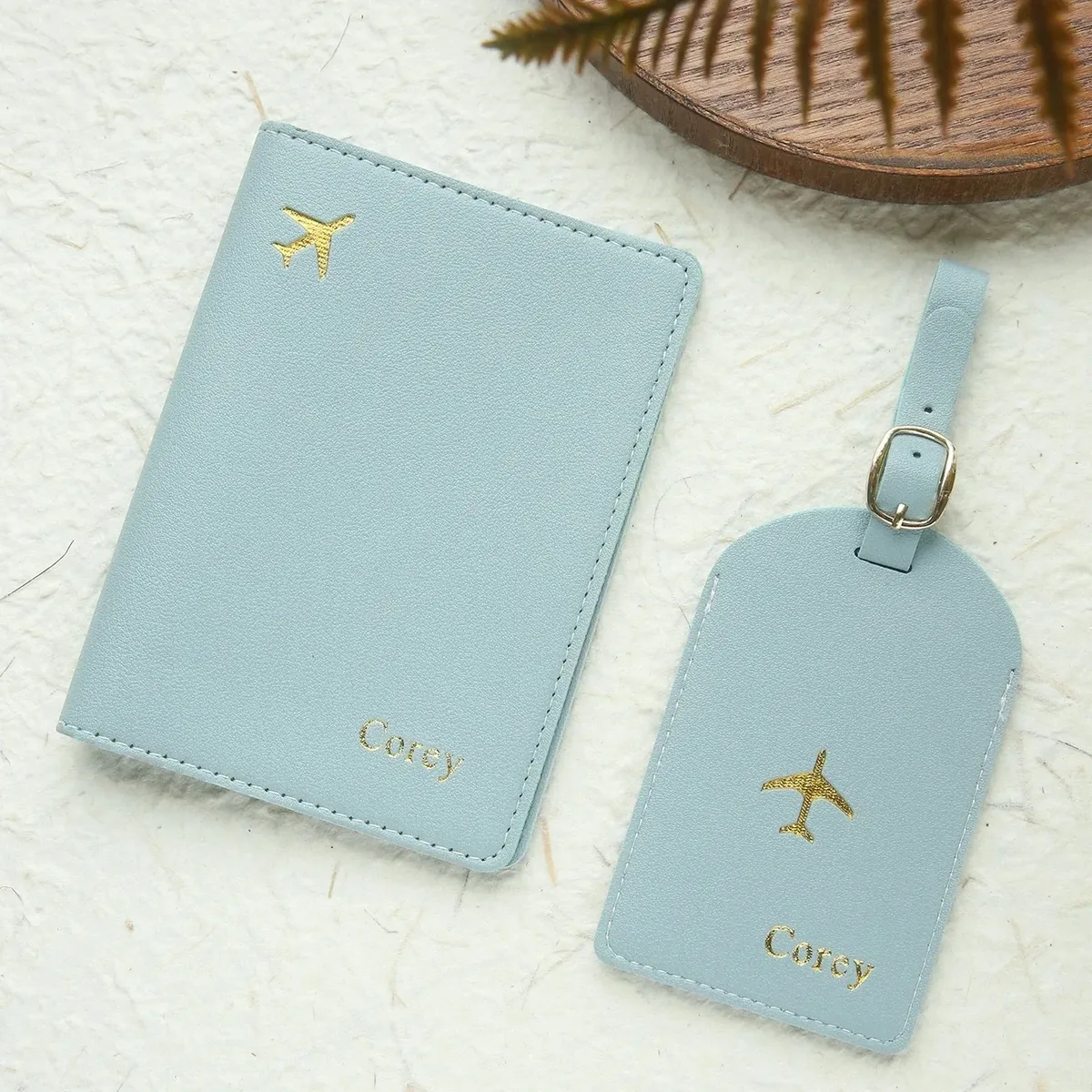 couverture de passeport avec nom personnalisé gratuit, ensemble d'étiquettes de bagage, porte-passeport en cuir pu à la mode, porte-monnaie de voyage personnalisé avec estampage doré