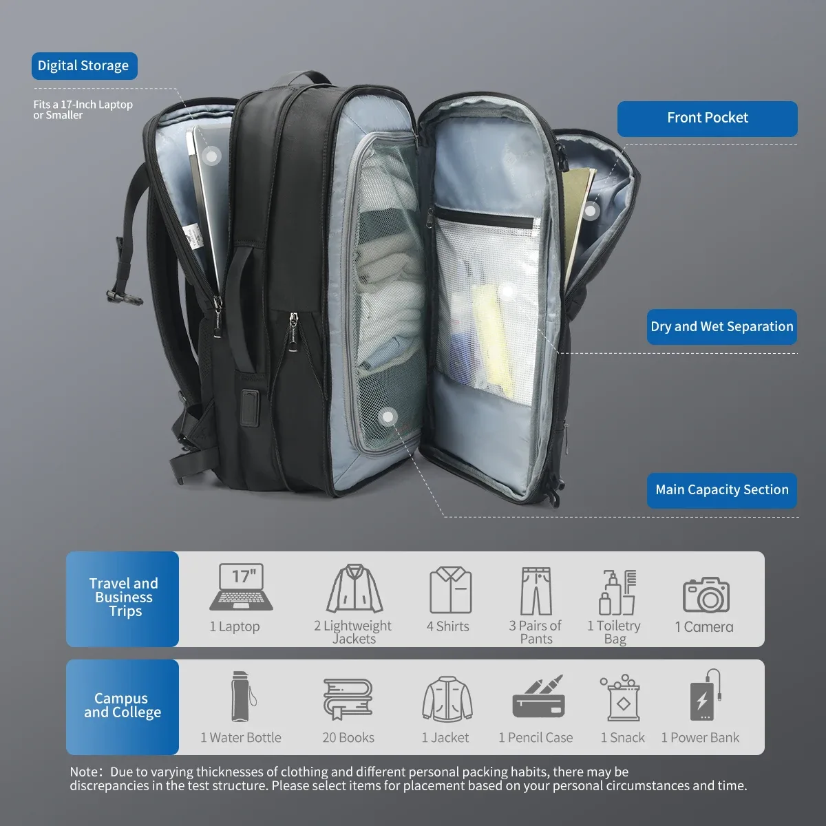 tigernu femmes sac à dos voyage sac à dos sacs 17 pouces sacs à dos pour ordinateur portable sacs de cabine femme extensible sac à dos pour femmes cartables