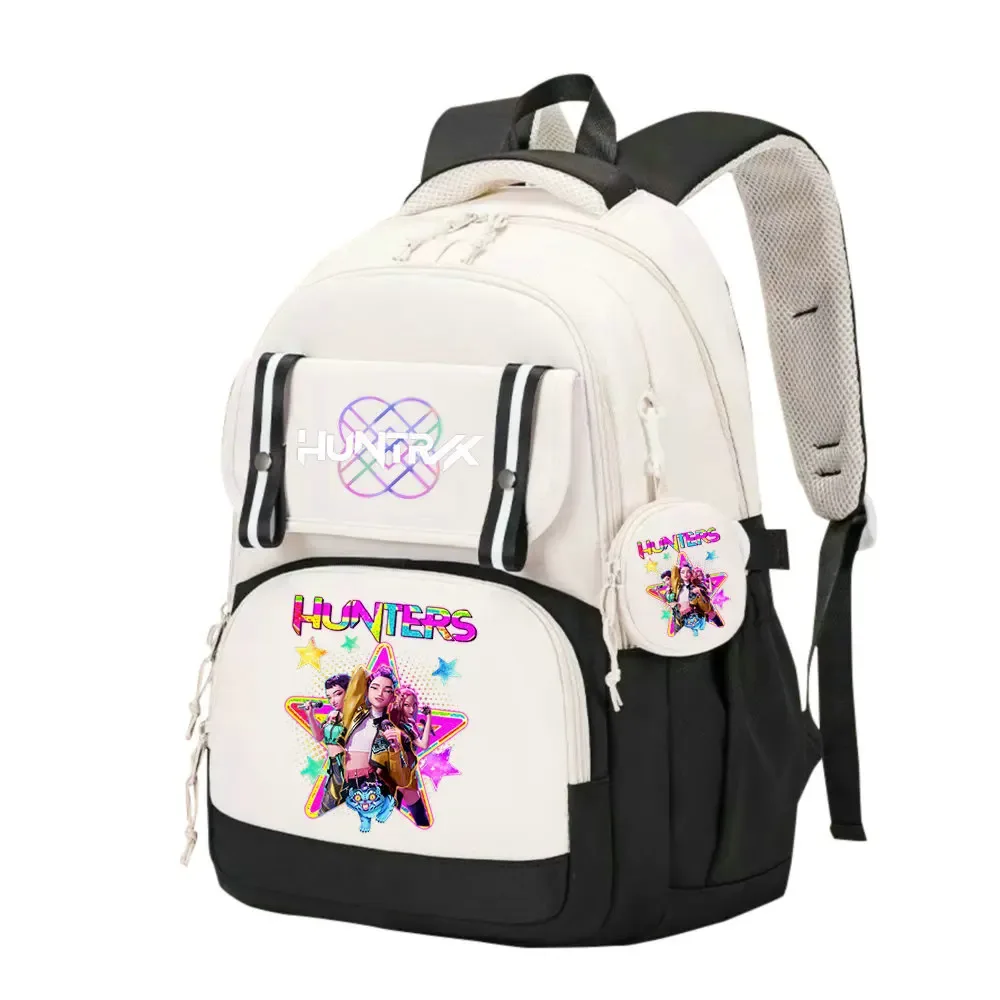 sac d'école kpop demon hunters pour enfants, grande capacité, sac à dos d'étudiant de haute qualité, imprimé avec des personnages de dessins animés mignons, sac à dos de voyage