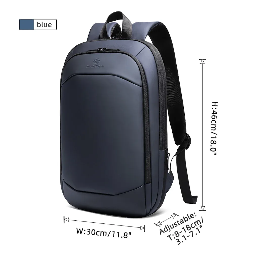 heroic knight – sac à dos de voyage extensible, fin, pour hommes d'affaires, sac pour ordinateur portable de 15.6 pouces, léger, simple, étanche, pour le bureau et l'université