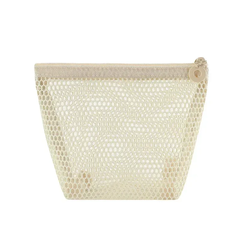 petit sac de maquillage en maille pour femmes, pochette carrée transparente et légère, organisateur de cosmétiques de voyage pour rouge à lèvres et étui à coussin