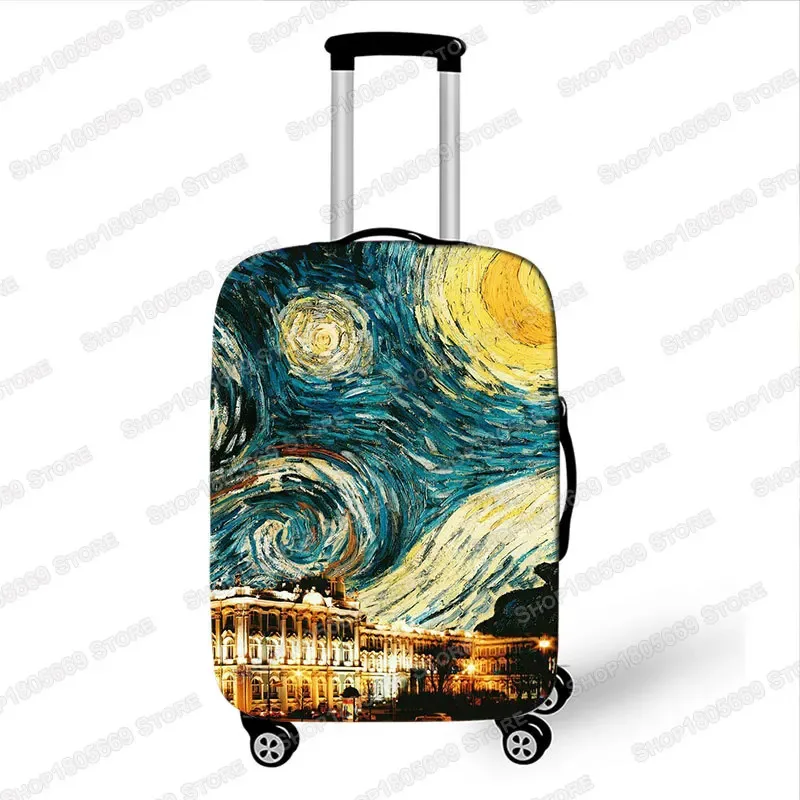 gustability-juste de valise de voyage pour femme, peinture à l'huile klimt, van gogh, nuit étoilée, housses avec housse anti-poussière élastique