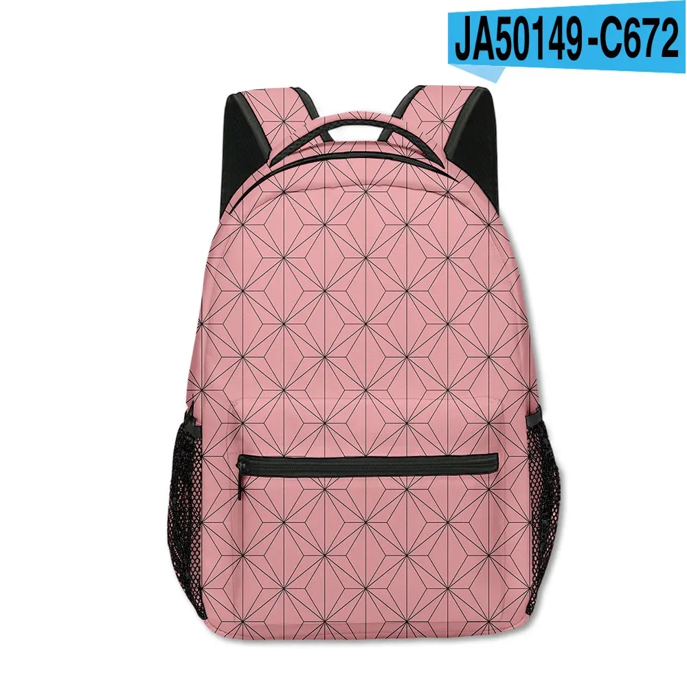 sac dos tissu oxford uni dessin animé géométrique multicouleurs triangles carreaux bandoulière arquée usage voyage