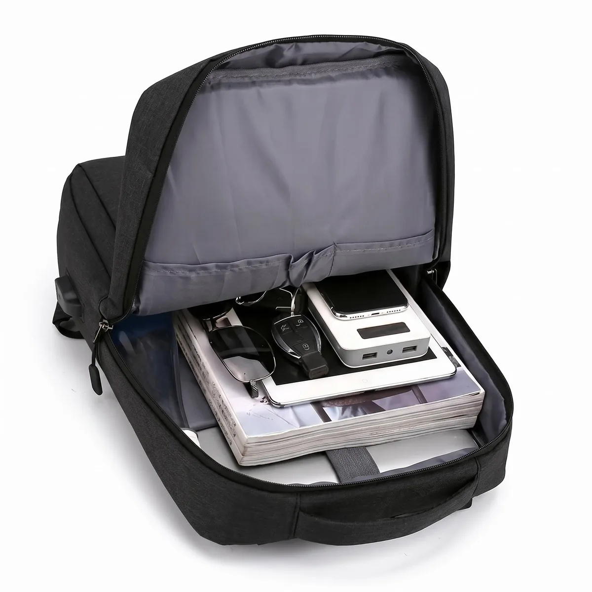 sac à dos pour ordinateur portable de 14 pouces avec port de charge usb, résistant à l'eau, en oxford, pour les voyages d'affaires, l'école, pour hommes et femmes, gris