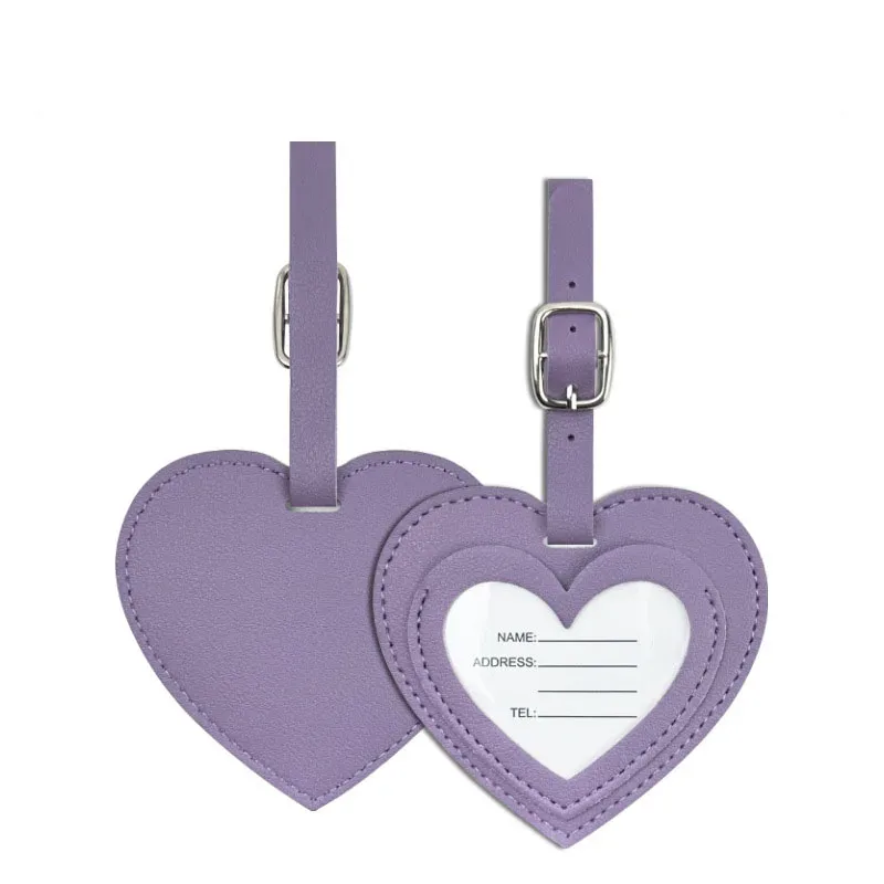 étiquettes de bagage en cuir pu épaissi, design créatif 'love', pour cartes d'embarquement, accessoires de voyage et de vacances, étiquettes d'identification nominative pour le check-in