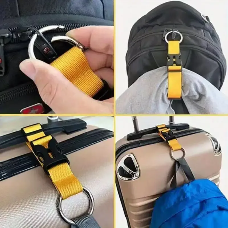  sac à dos à sangle fixe pour bagages de voyage, sangle externe portable avec boucle de dégagement, boucle de suspension multifonctionnelle pour sac à dos