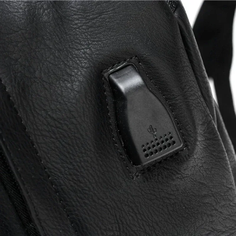sac à dos de luxe en cuir pu pour hommes, grande capacité, sacoche pour ordinateur portable de 14 pouces, sacs de voyage usb, cartable d'étudiant