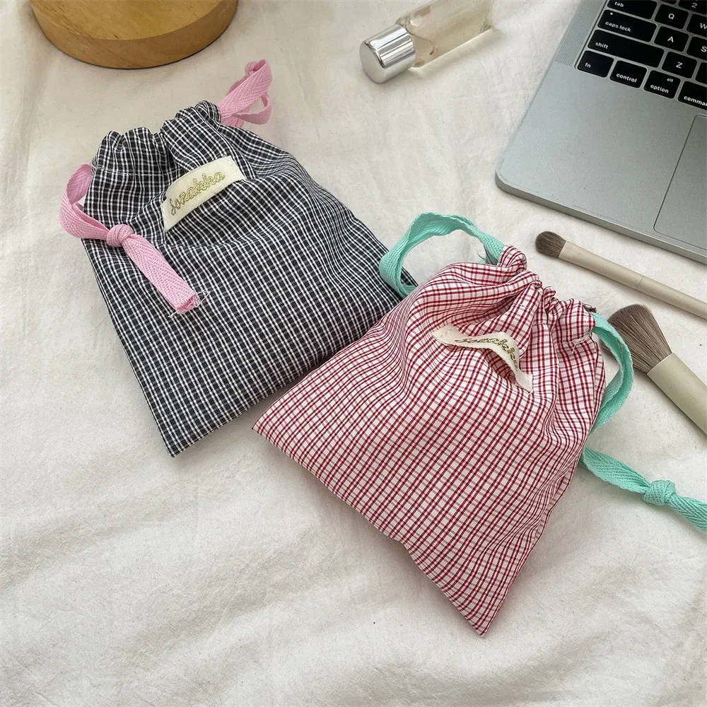 sac de rangement de proximité à carreaux pour femmes, cosmétiques, rouge à lèvres, poudres de stockage, sac de maquillage mignon, cadeau de noël, bonbons, bijoux, évaluation, nouveau