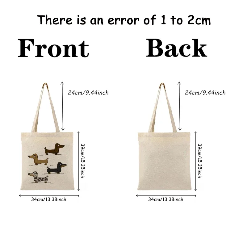 sac fourre-tout imprimé teckel fantaisiste pour femmes, sac à bandoulière, design animal de dessin animé ludique pour les amoureux des chiens, achats décontractés et quotidiens