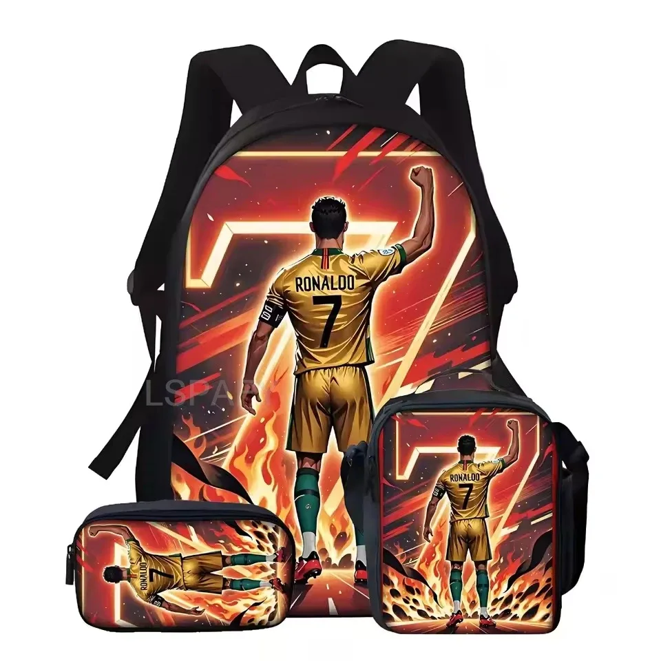sac dos nylon imprimé cristiano ronaldo multicolore noir unisexe grande capacité pochette sacs associés