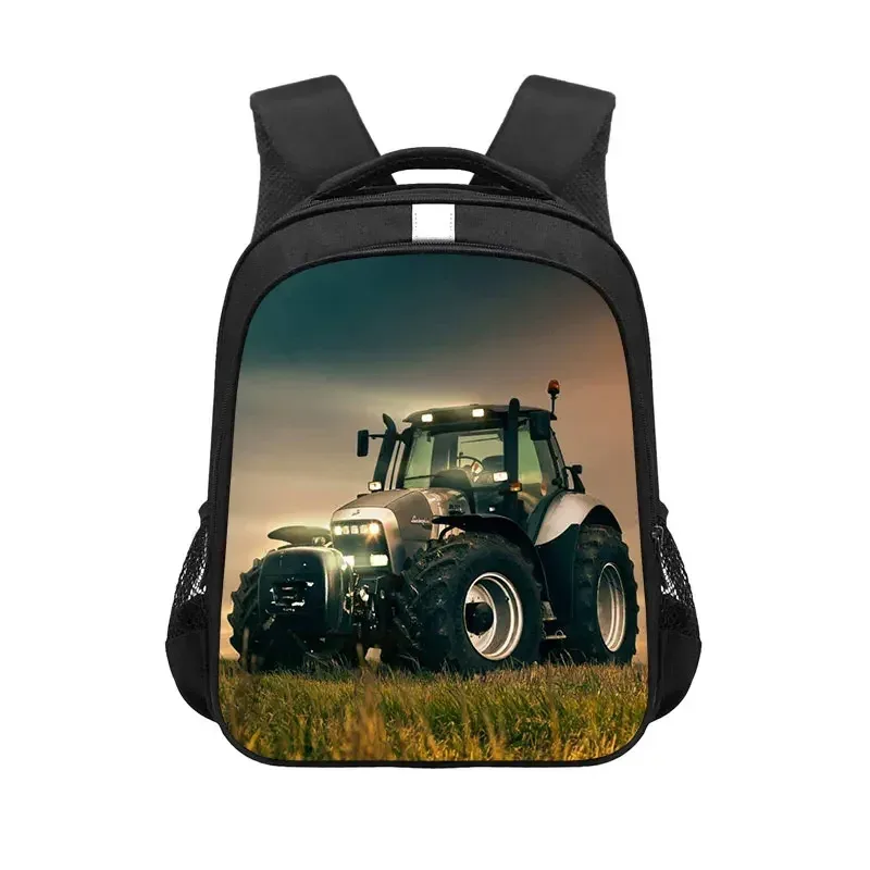 sac à dos de jeu avec tracteur de ferme imprimé, sac d'école de dessin animé pour garçon et fille, sac à dos pour ordinateur portable