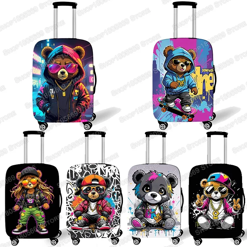 housse de bagage pour poupée ours femme, graffiti, pour voyage, femmes et hommes, accessoires de voyage, anti-poussière, élastique, valise, boîtier de chariot