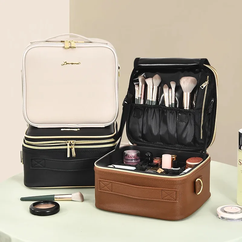 sac à cosmétiques portable à trois couches, mallette de rangement pour maquilleurs professionnels, nouvelle collection 2024