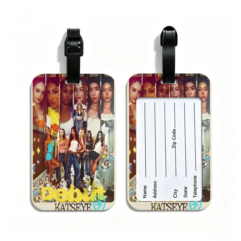 k-katseye singer étiquette de bagage légère en pvc anti-perte avec pochette amovible pour carte d'information, accessoire de voyage pour sac à dos