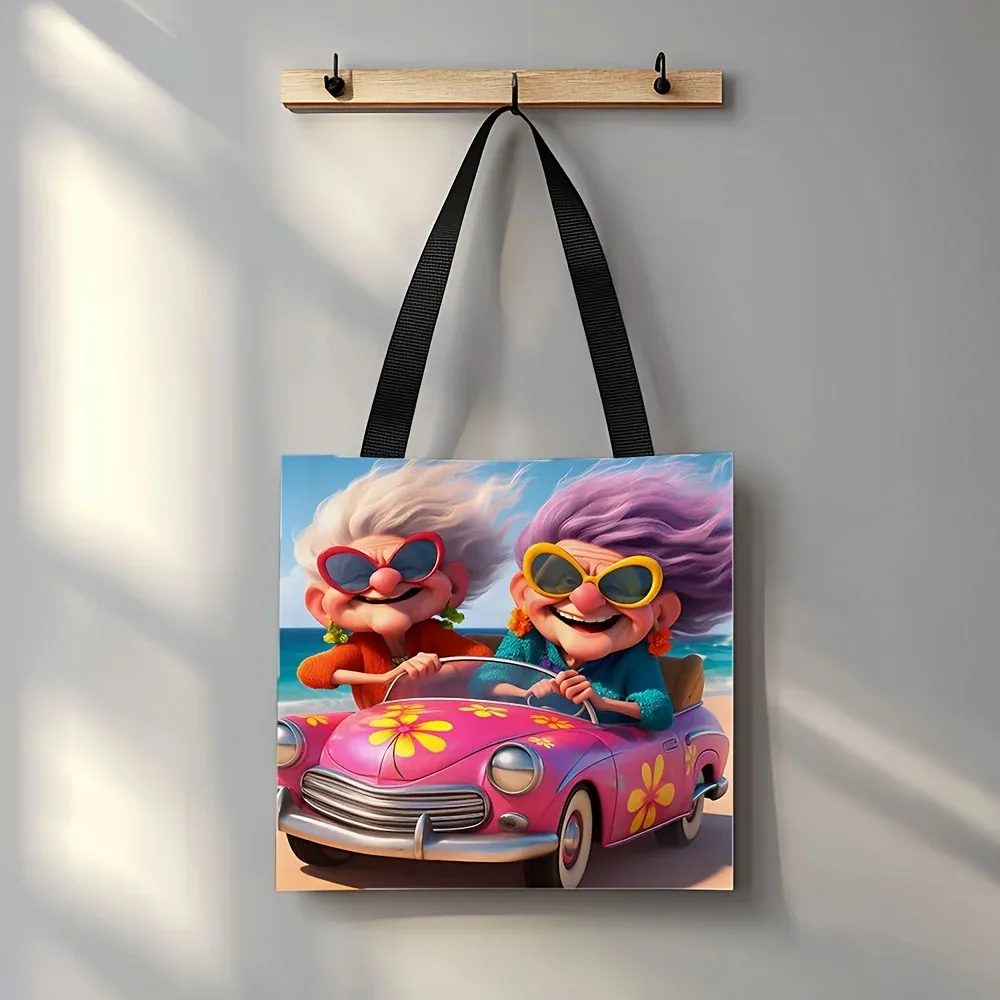 grand-mère conduite sac à provisions cadeau d'anniversaire pliable mode sac à bandoulière décontracté portable grands sacs à provisions pochette de rangement