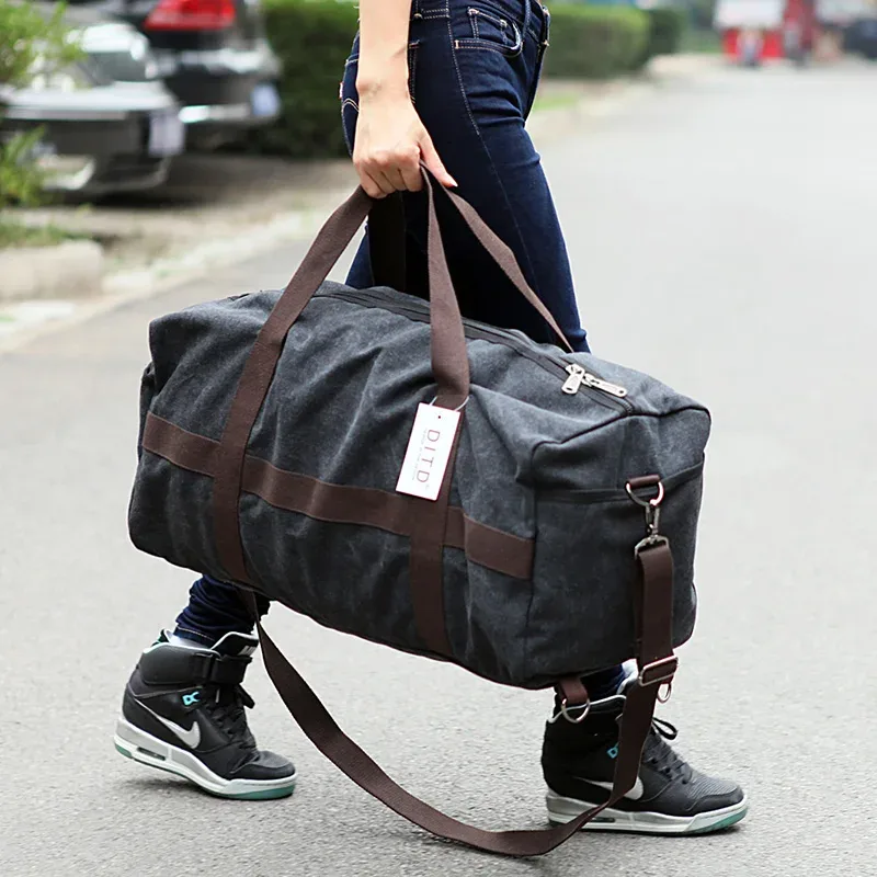 sac de voyage en toile résistant à l'usure pour hommes et femmes, grande capacité, bagage à main, sac de voyage, sacs de week-end, sac à bandoulière reistas