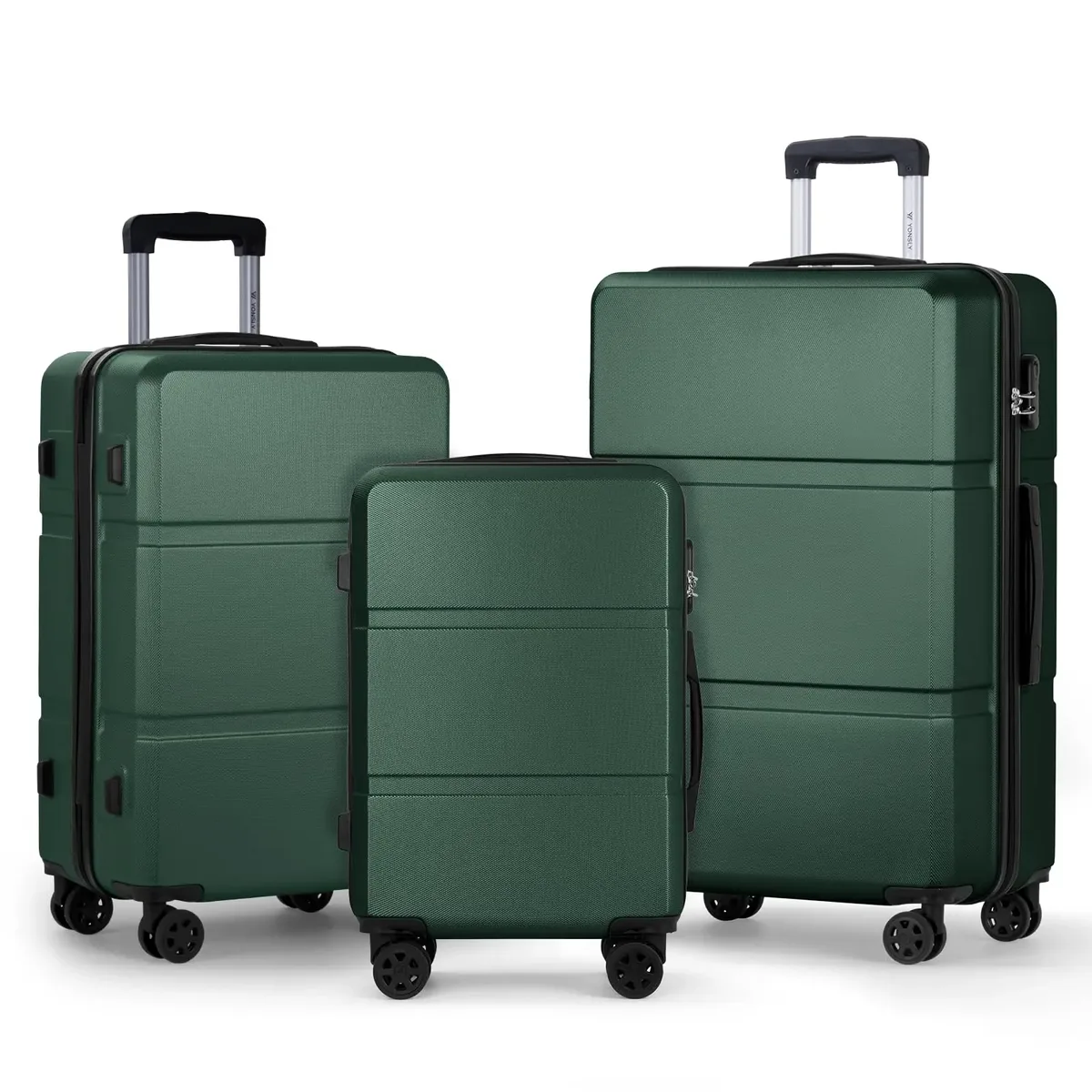 ensemble de valises yonsly 3 pièces 20/24/28 pouces 360 °   valise à roulettes avec serrure à combinaison, double fermeture éclair, sac en maille, poignée en caoutchouc souple, grande taille xxl pour les excursions familiales en vacances