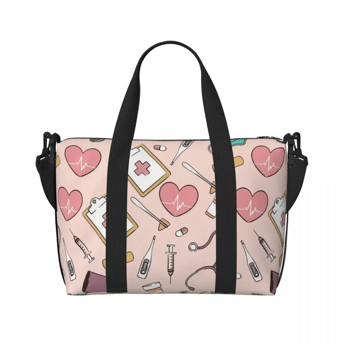 sac fourre-tout de plage pour infirmières, motif d'allaitement, pour femmes, soins de santé, grand compartiment, sacs de voyage de plage