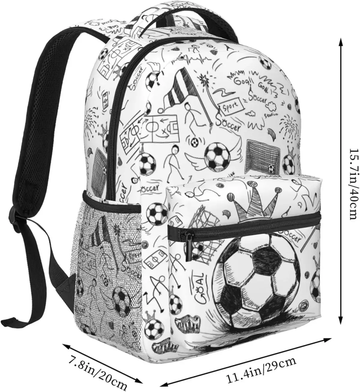 sac à dos d'école de football imprimé en 3d, cartable de balle léger, sac à dos de sport décontracté, sac de voyage de football, 16 po