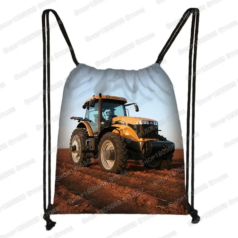 sac à dos à imprimé tracteur pour enfant, sac à dos avec cordon de serrage pour garçon et fille