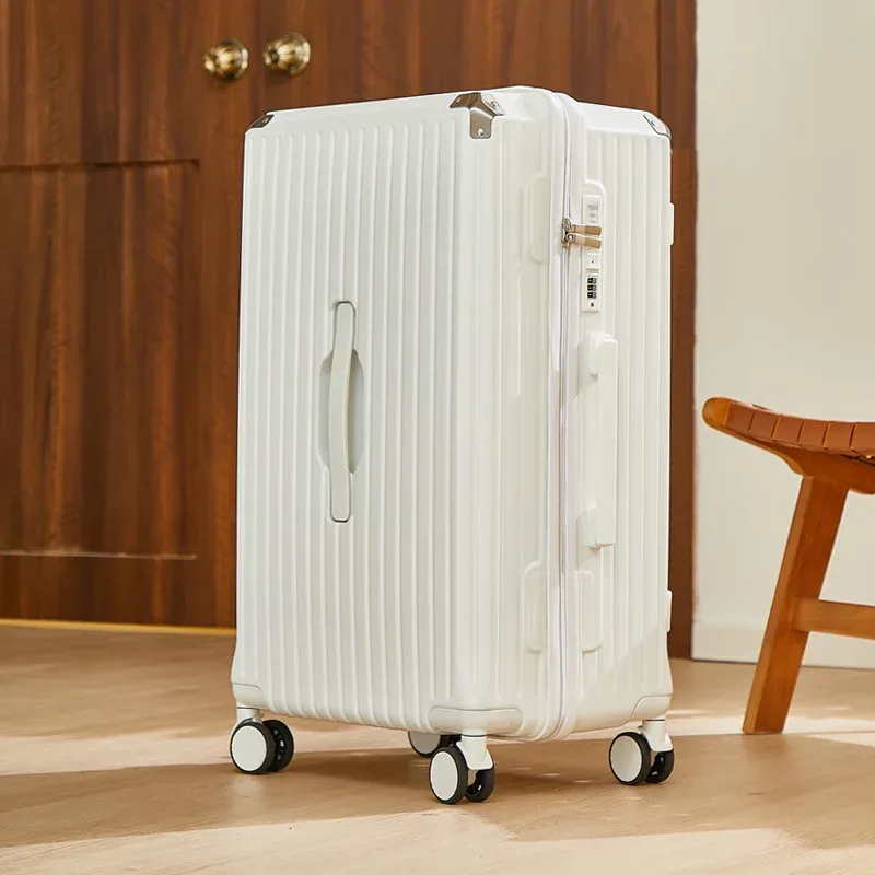 valise bagage roulante abs dur beige bleu noir marron grande capacité toupie poignée latérale porte gobelet support téléphone pratique