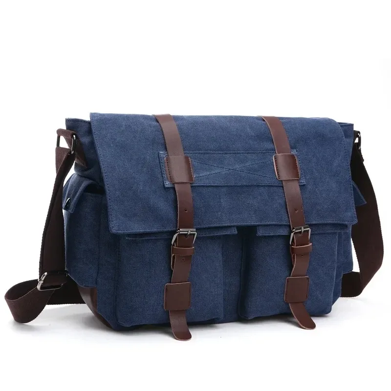toile hommes sacs de messager d'affaires pour hommes sac à bandoulière vintage toile sac à bandoulière rétro décontracté bureau sac de voyage