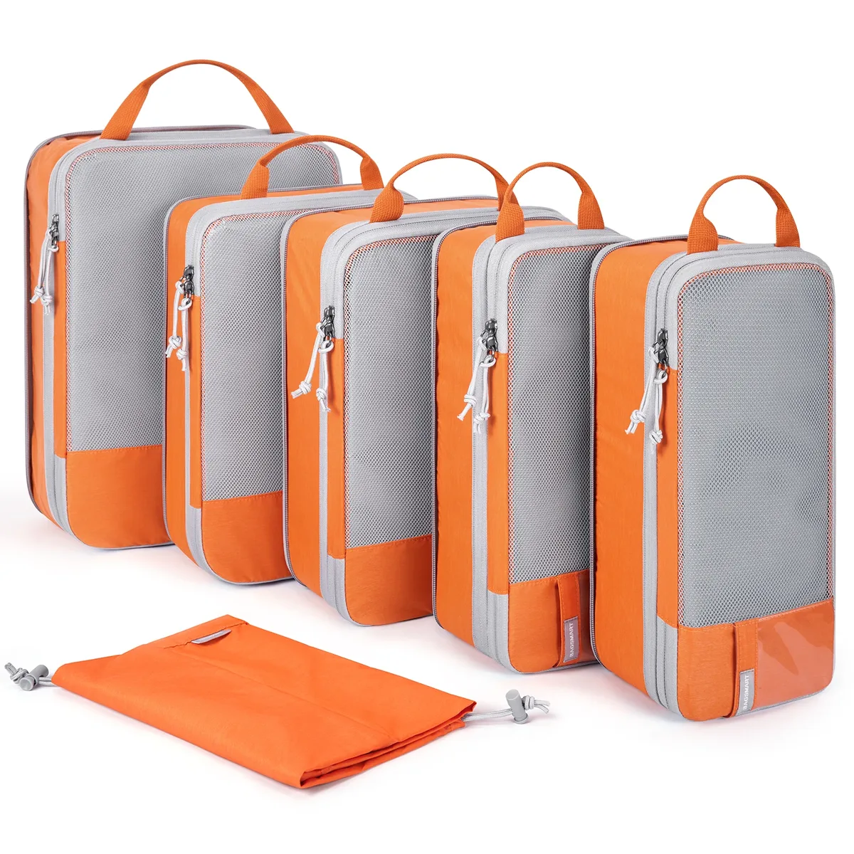 sac voyage polyester gris orange compression organisateur chemises poche transparent ventilation glissière portable week-end affaires vacances